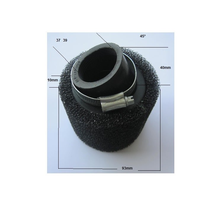 Filtro Aire DI-38mm Esponja 45° Boca 37-39 Negro2