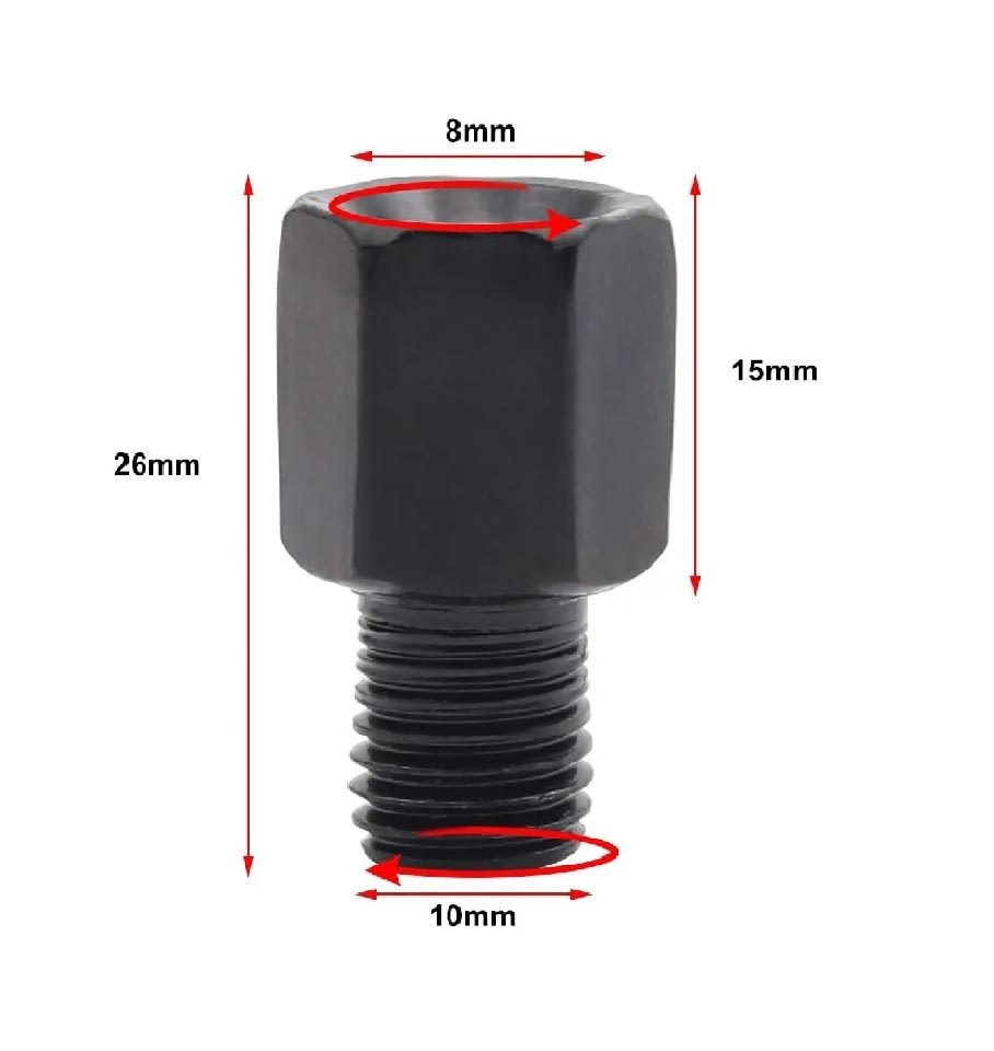 Adaptador Porta Espejo 10mm a 8mm Hilo Derecho Moto ATV x 2Unid.3