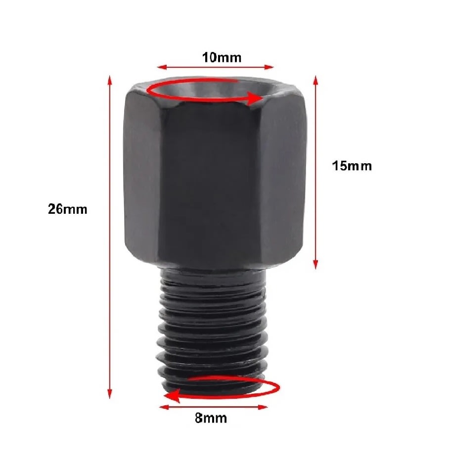 Adaptador Porta Espejo 8mm a 10mm Hilo Izquierdo Moto ATV4