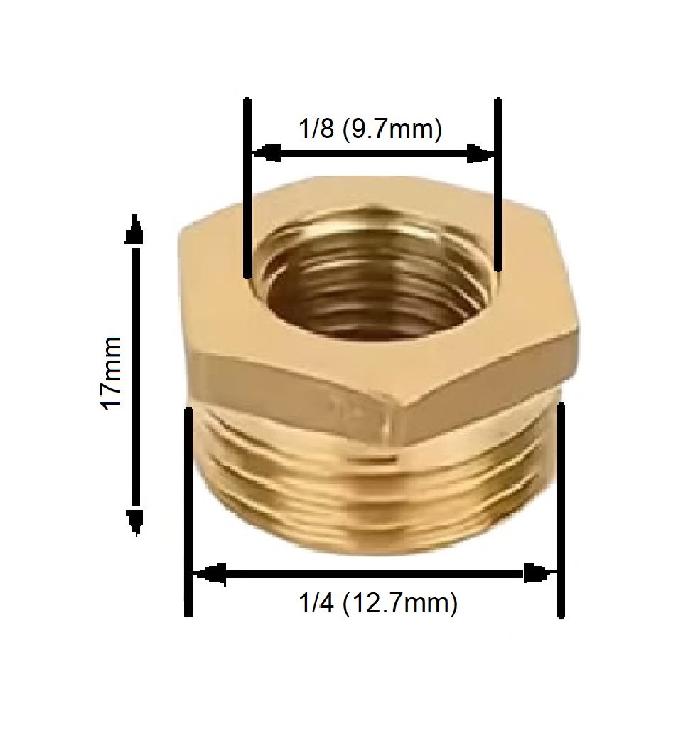 Adaptador Reductor Bushing He 1/4 A Hi 1/8 Latón5