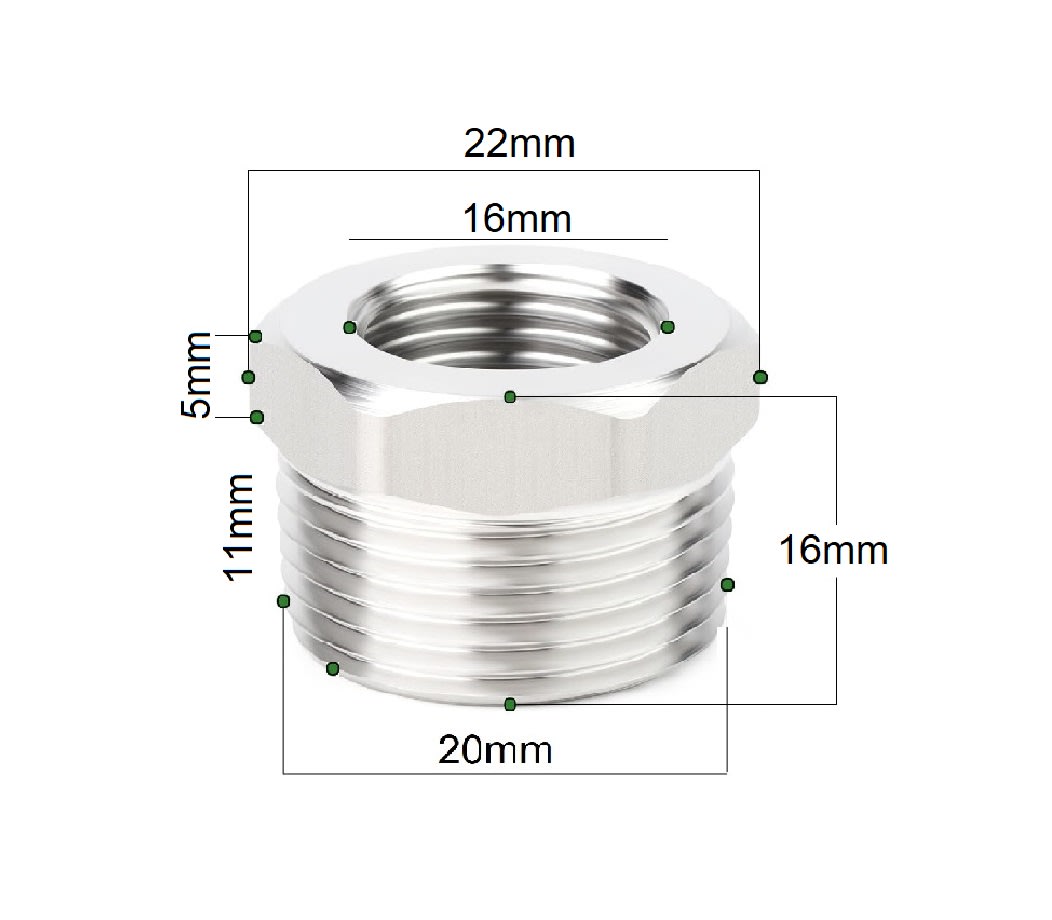 Adaptador Reductor Bushing He 20mm A Hi 16mm Acero Inoxidable4
