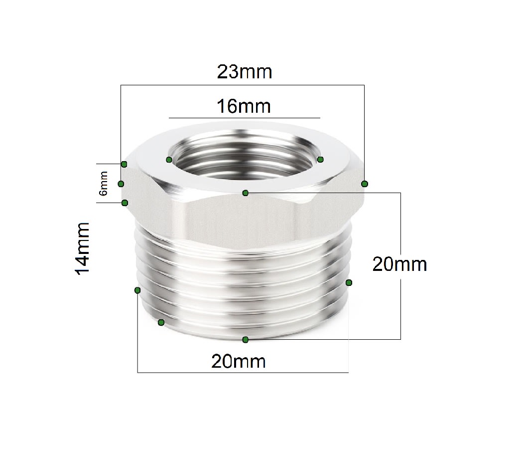 Adaptador Reductor Bushing He 20mm A Hi 16mm Acero Inox.5