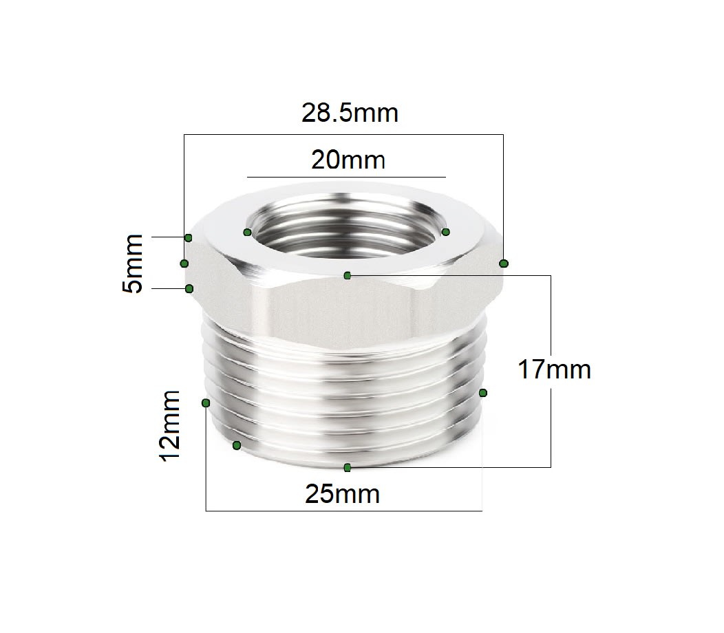 Adaptador Reductor Bushing He 25mm A Hi 20mm Acero Inox.5