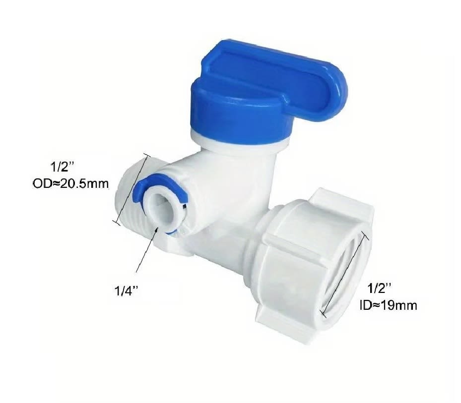 Adaptador T con Bola para Sistema RO G1/2 a 1/4 3 Vías5