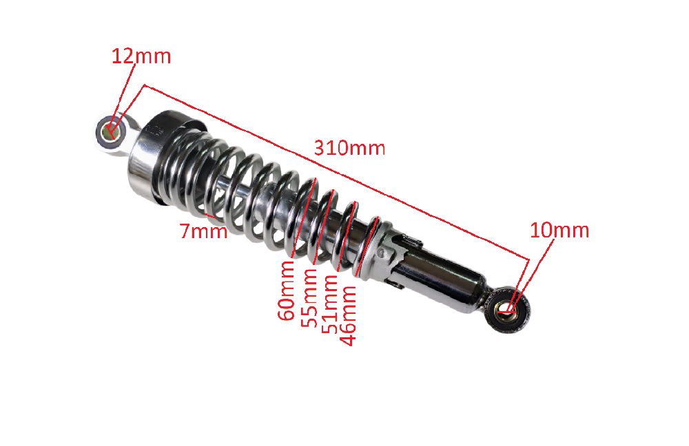 Amortiguador RG2 LT-34cm DR7 DI-10-12mm Cromado Par2