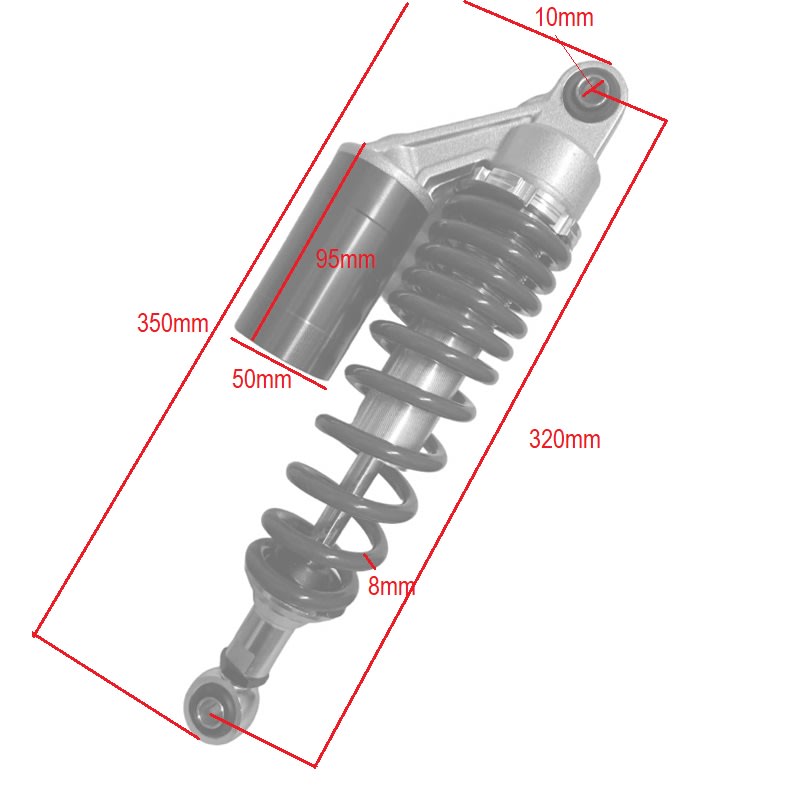 Amortiguador Trasero 320mm LT-35cm R8 DI-10mm Negro4