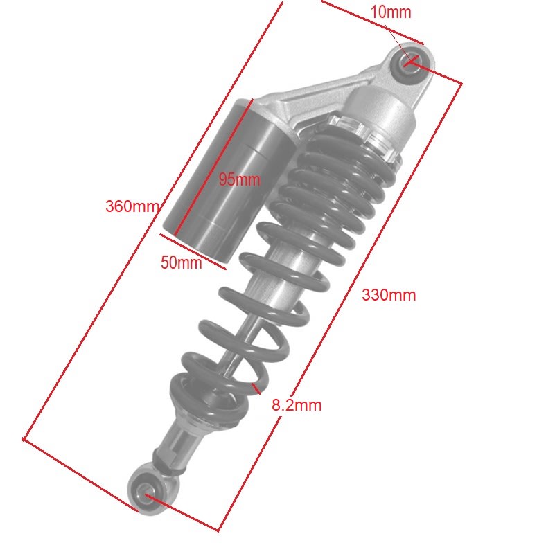 Amortiguador Trasero 330mm LT-36cm R8.2 DI-10mm Rojo4
