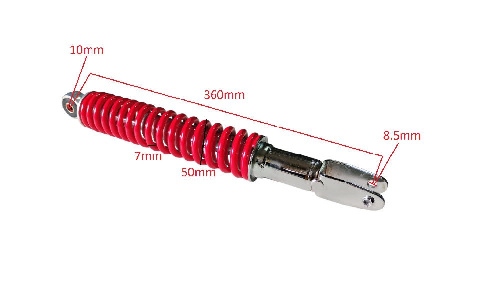 Amortiguador Trasero LT-39cm 50x360mm DR7 DI-10mm Rojo Par2