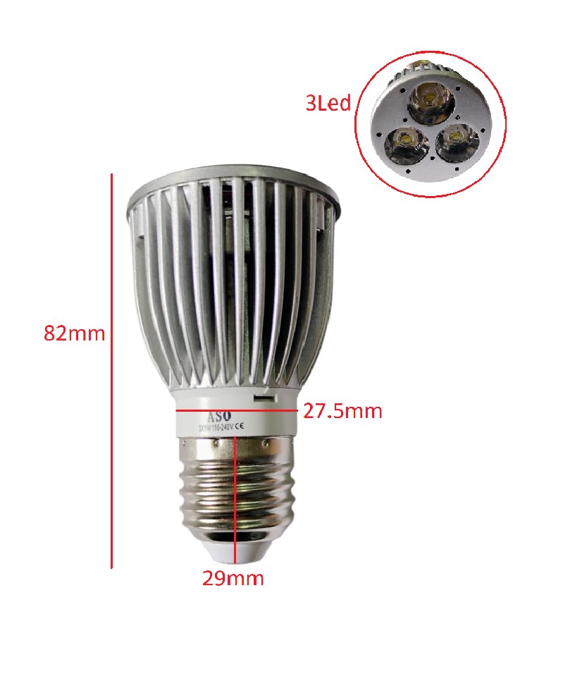 Ampolleta E27 240v 3 LED x 1W7