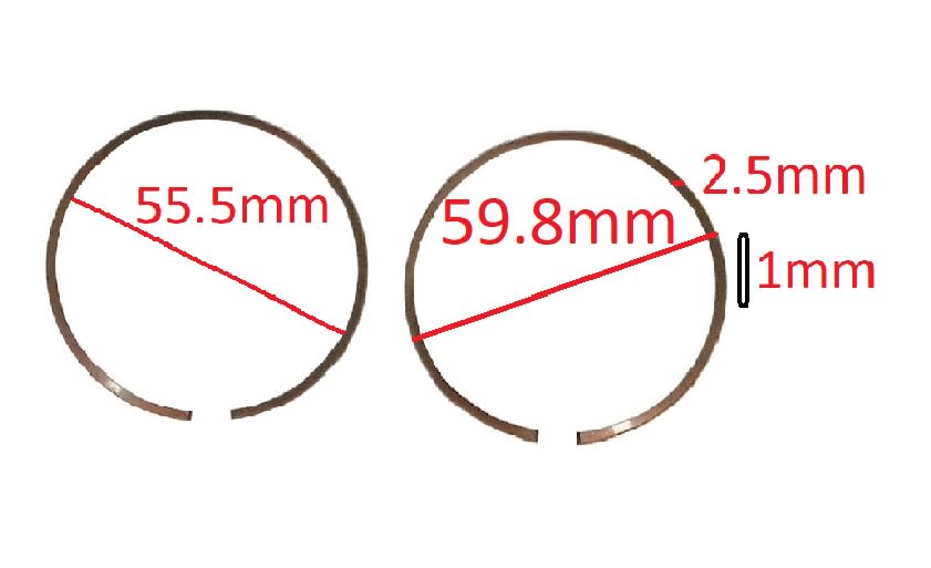 Anillo Piston Motor 55.5D-2.5mm Espesor 1mm Par2
