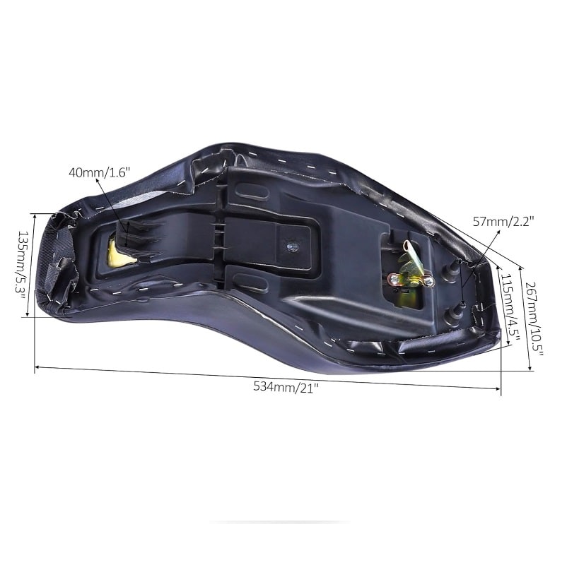 Asiento Moto ATV Raptor Cuadrimoto Atv 110cc 54cm largo 15-27-12cm cola2