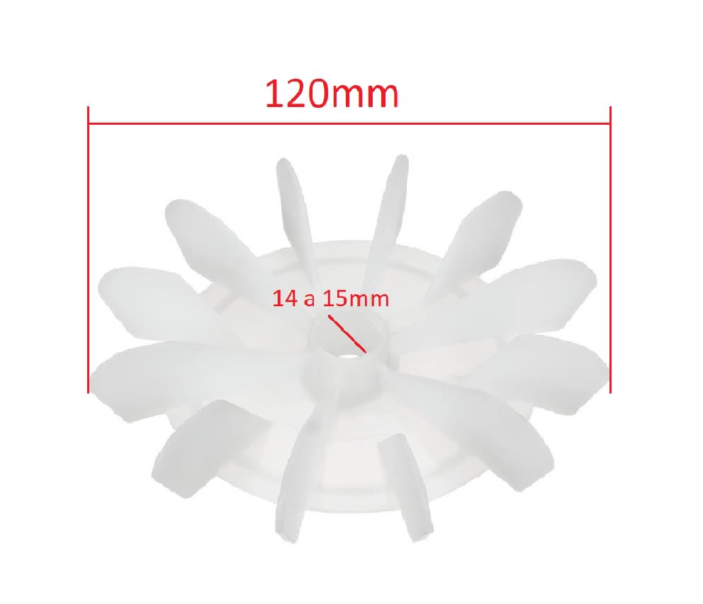 Aspa Ventilador Bomba de Agua 120mm Eje Cónico 14mm a 15mm3