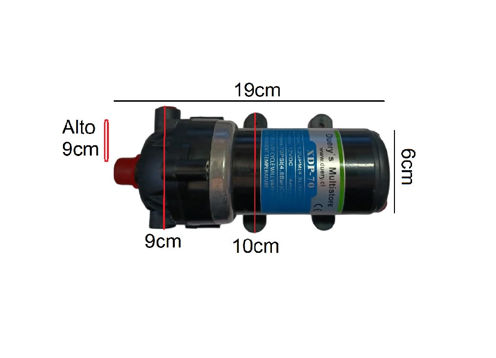 Bomba XDP-70 12vdc 4.5L/min 70psi 4.8A agua6