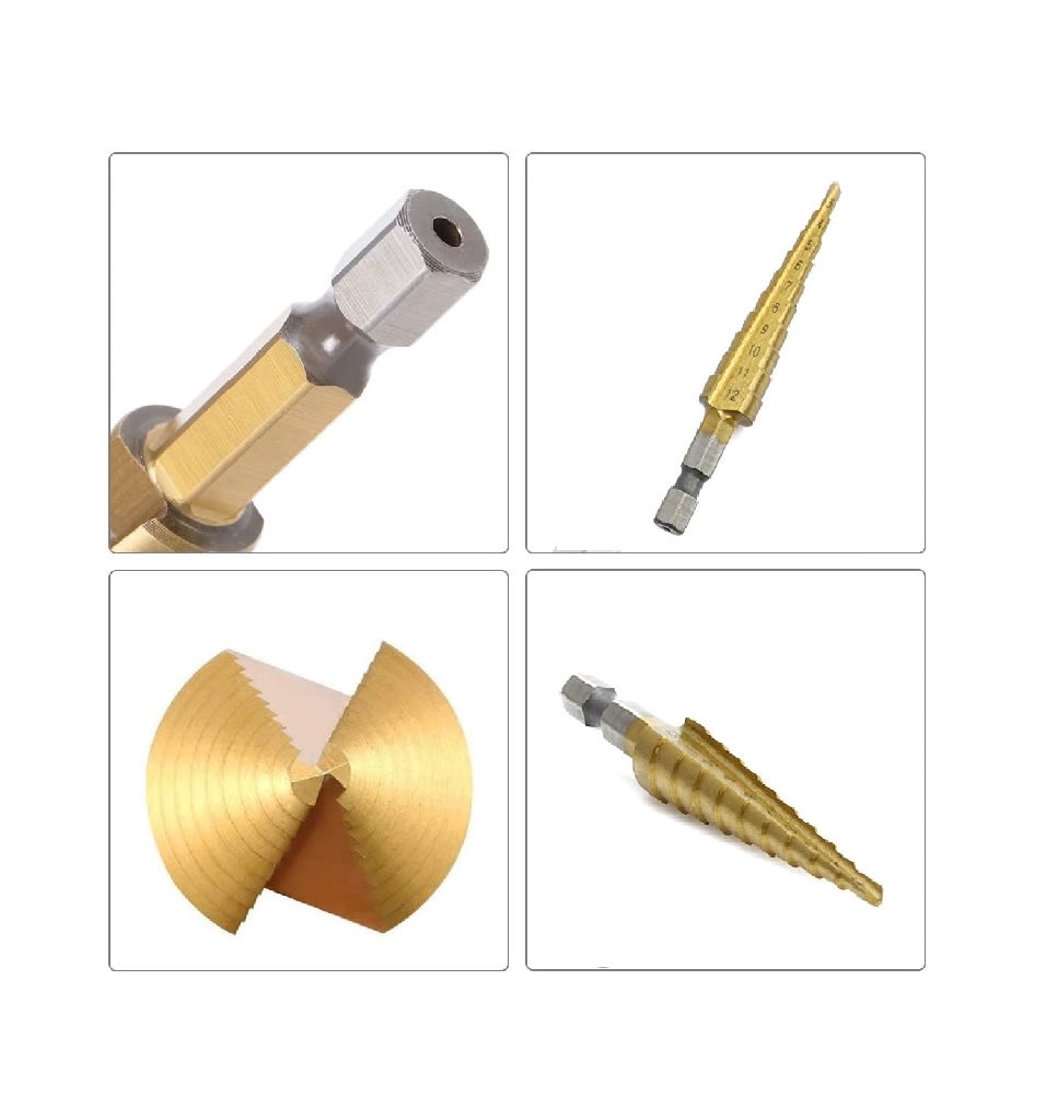 Broca Escalonada Titanio Paso HSS 3-12mm3