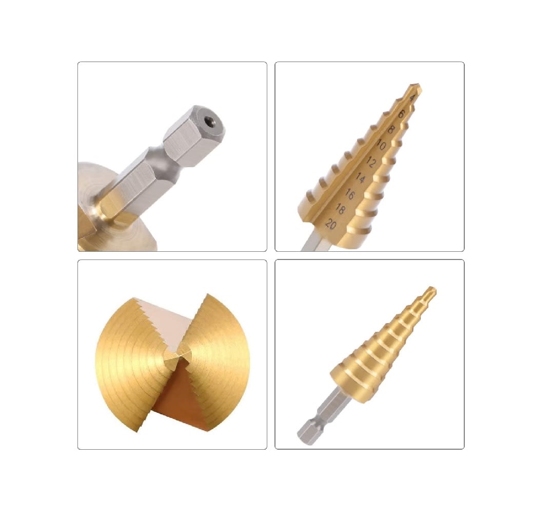 Broca Escalonada Titanio Paso HSS 4-20mm3