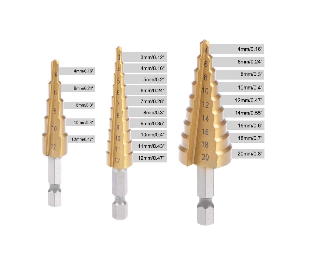 Set Brocas Escalonadas Titanio Paso HSS4