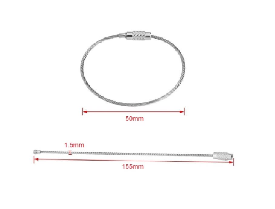 Cable Llavero Acero Inoxidable Seguro 50mm3