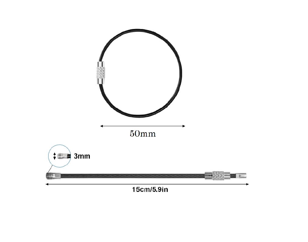 Cable Llavero Acero Inoxidable Seguro 50mm Negro3
