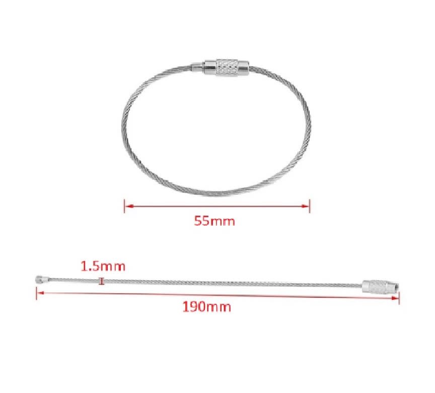 Cable Llavero Acero Inoxidable Seguro 55mm3