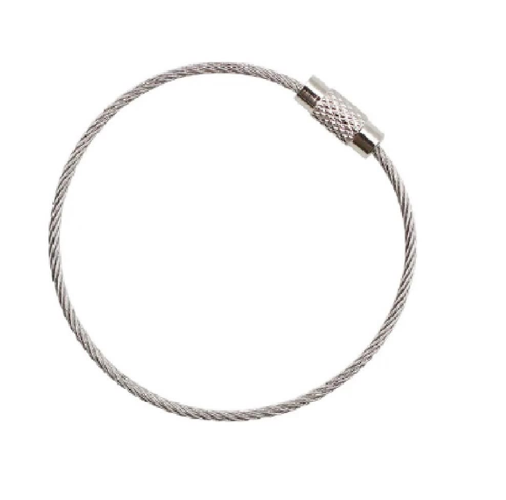 Cable Llavero Acero Inoxidable Seguro 75mm Plateado 0