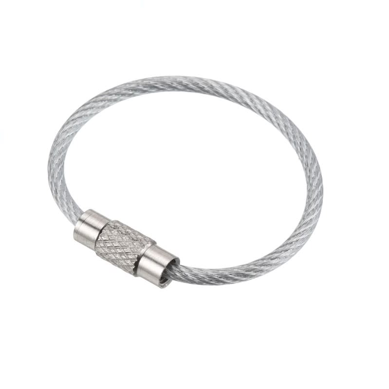 Cable Llavero Acero Inoxidable Seguro 75mm Plateado 0