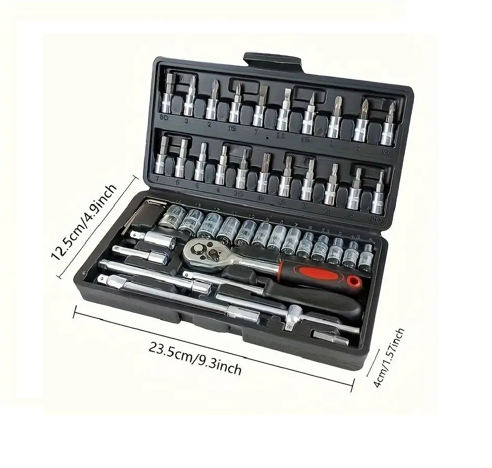 Set Juego Caja Herramientas 46 Piezas Dados Chicharra Negro4