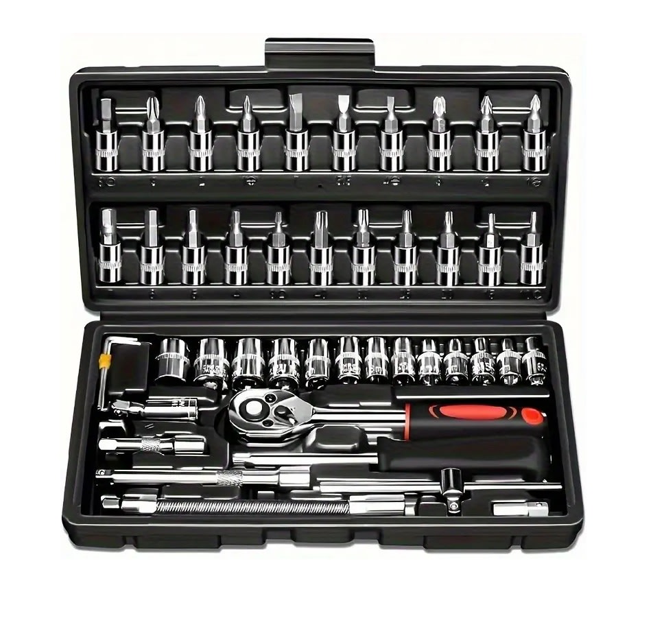 Set Juego Caja Herramientas 46 Piezas Dados Chicharra Negro3