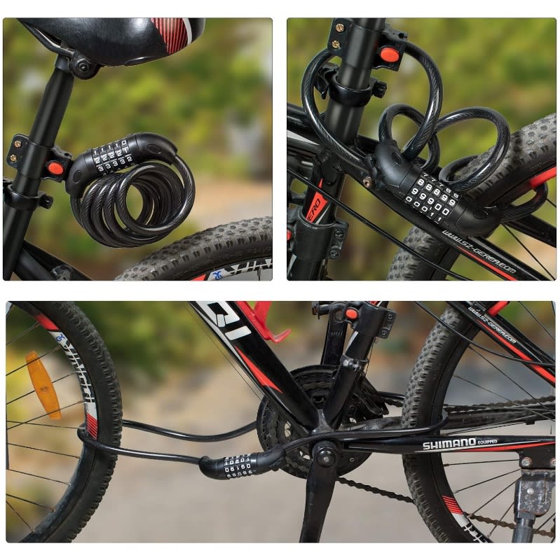 Candado Bicicleta 1.2mt con Clave 5 Dígitos Negro2