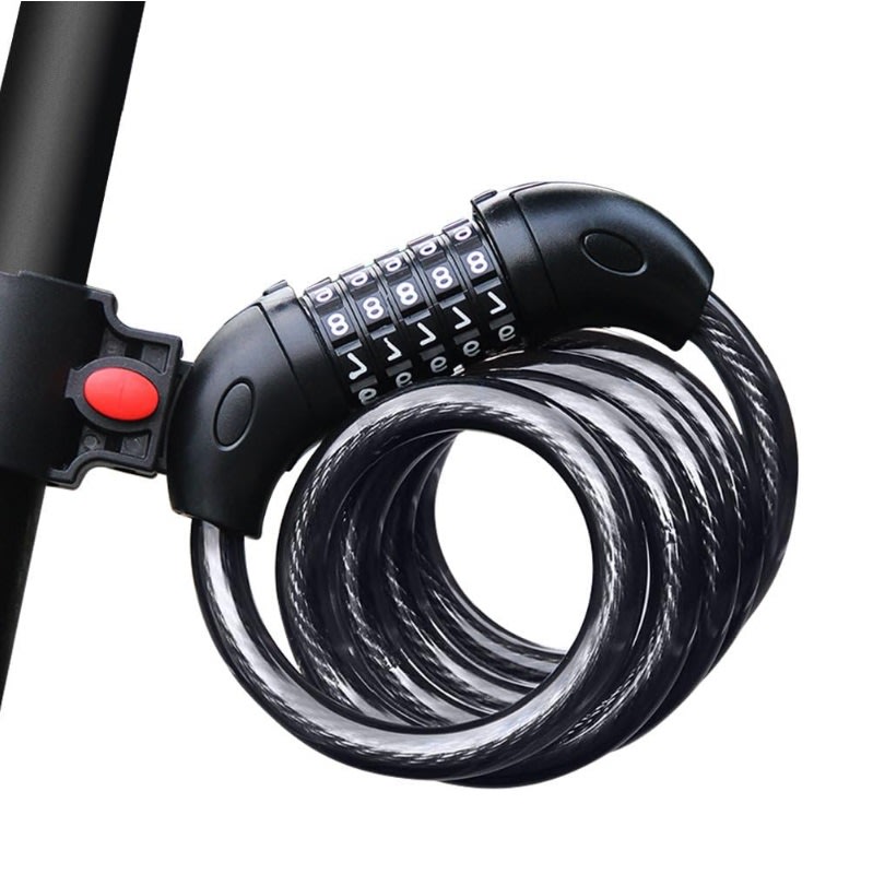 Candado Bicicleta 1.2mt con Clave 5 Dígitos Negro4