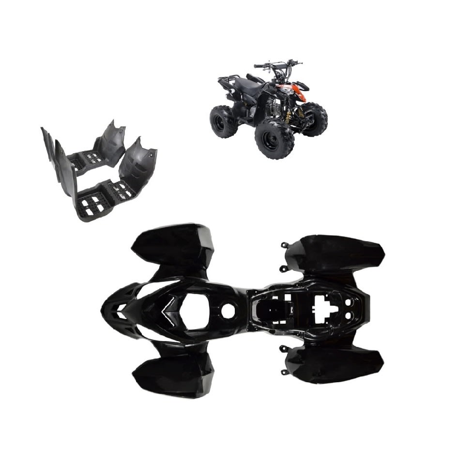 Carcasa Plástica Negro con Asiento y Focos Delanteros ATV 110cc - 125cc 1