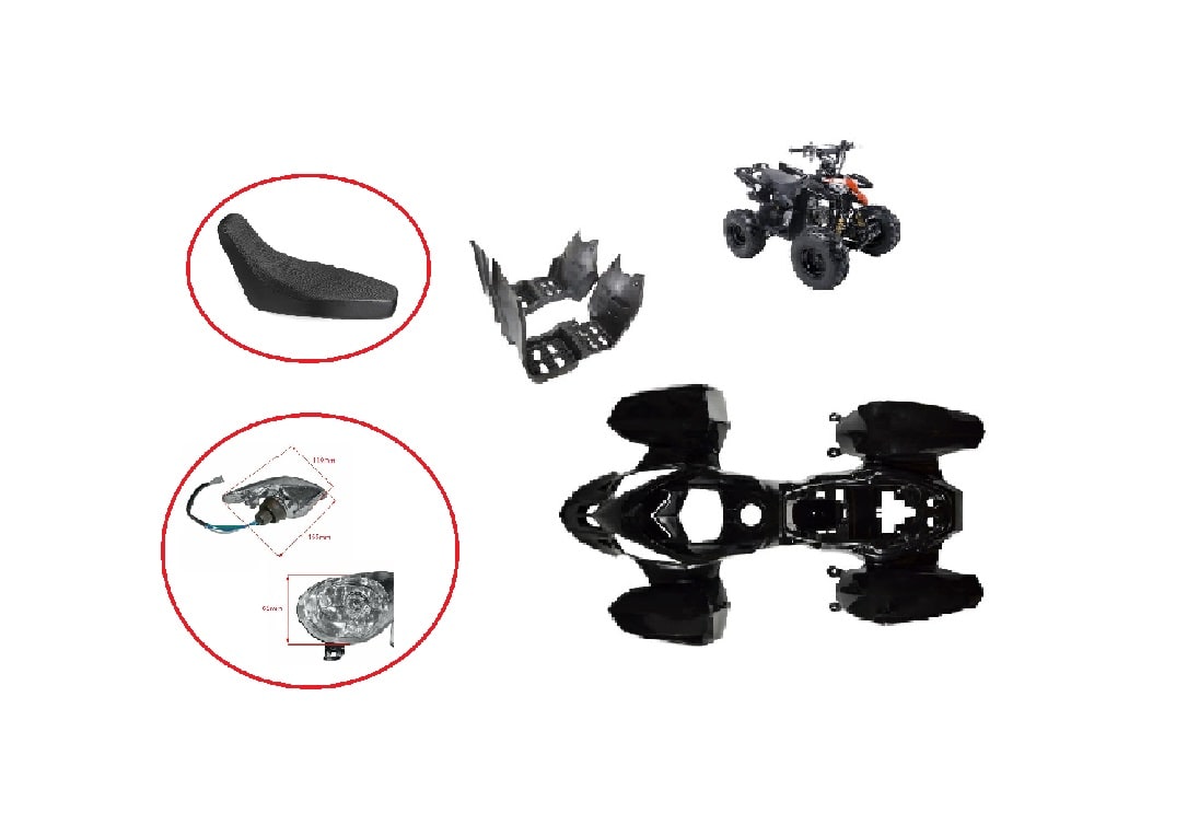 Carcasa Plástica Negro con Asiento y Focos Delanteros ATV 110cc - 125cc1