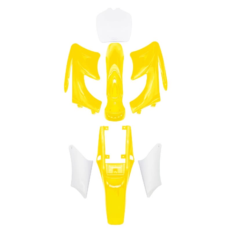 Carcasa Plástica Mini Moto Cross Dirt Bike 47-49cc 2T Amarillo-Blanco2