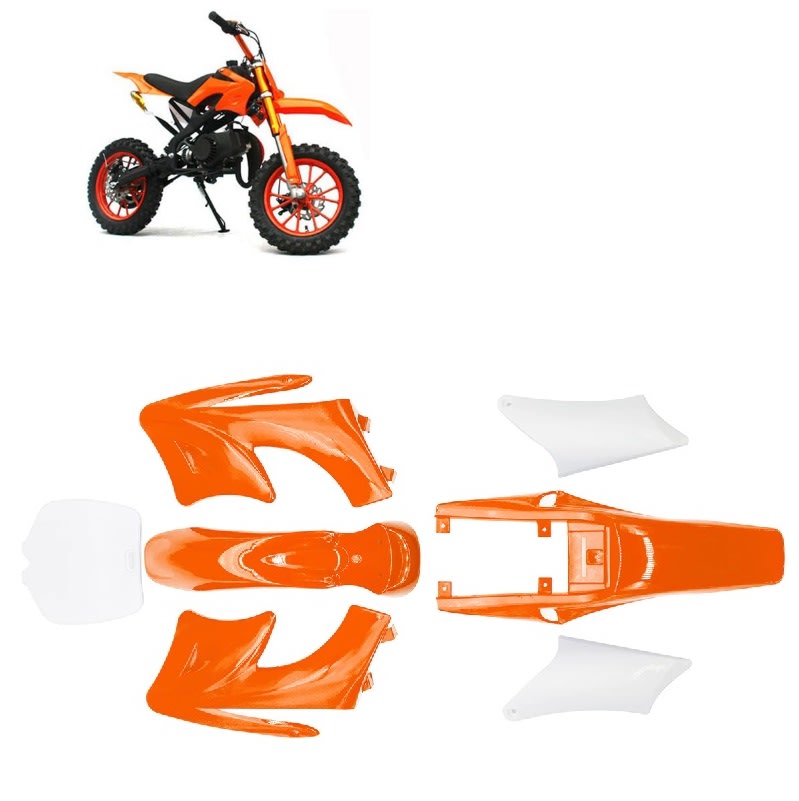 Carcasa Plástica Mini Moto Cross Dirt Bike 47-49cc 2T Naranjo-Blanco6