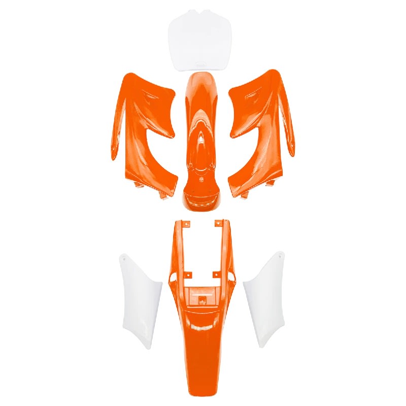Carcasa Plástica Mini Moto Cross Dirt Bike 47-49cc 2T Naranjo-Blanco4