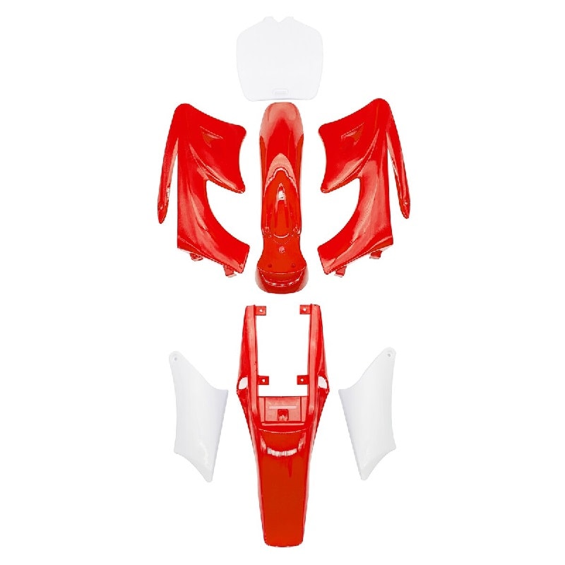Carcasa Plástica Mini Moto Cross Dirt Bike 47-49cc 2T Rojo-Blanco2