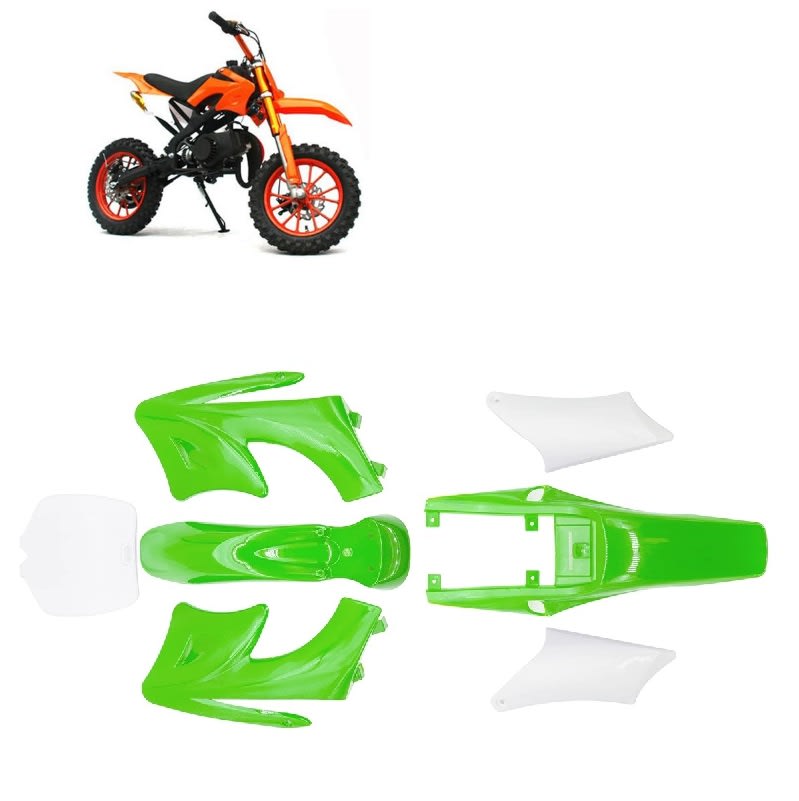 Carcasa Plástica Mini Moto Cross Dirt Bike 47-49cc 2T Verde-Blanco3