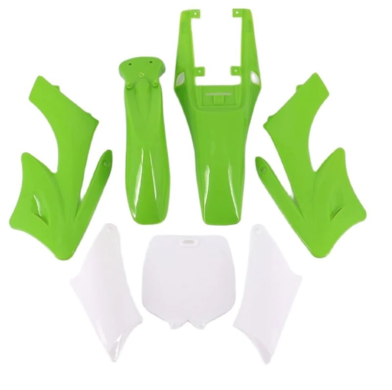 Carcasa Plástica Mini Moto Cross Dirt Bike 47-49cc 2T Verde-Blanco2