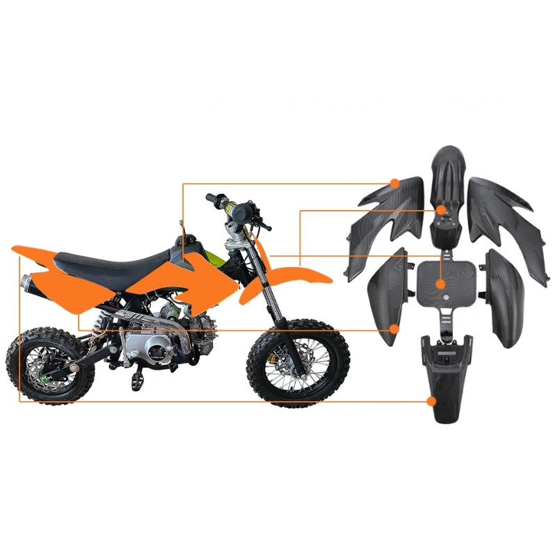 Carcasa Plástica Moto Bike 125cc CRF50 Naranjo/Blanco1