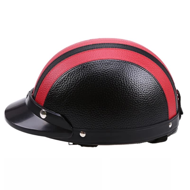 Casco Urbano Moto 55-60cm Protector Oreja Negro/Rojo3