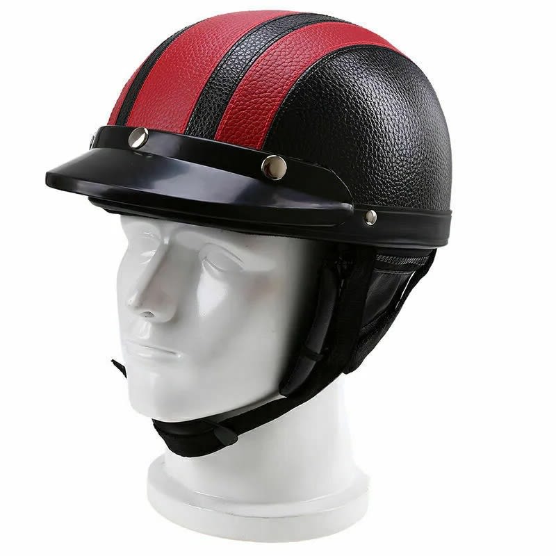 Casco Urbano Moto 55-60cm Protector Oreja Negro/Rojo4