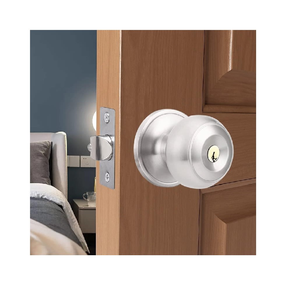 Cerradura Pomo Chapa De Casa Dormitorio / Baño Inox.6