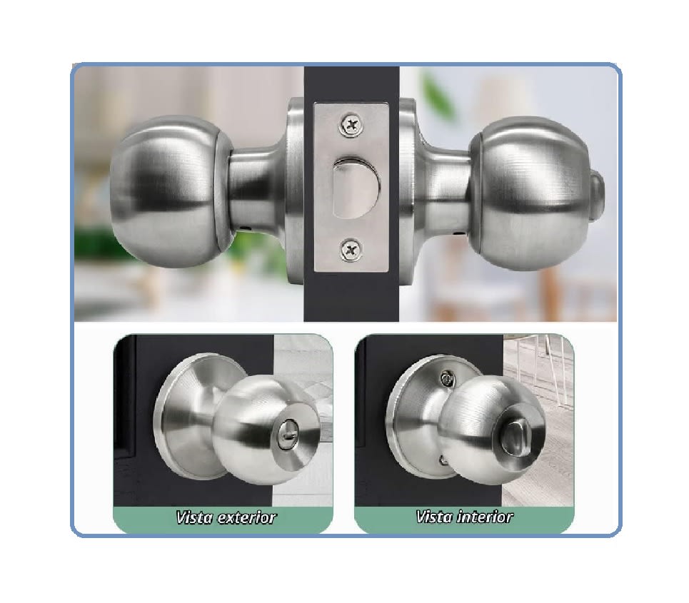 Cerradura Pomo Chapa De Casa Dormitorio / Baño Inox.5