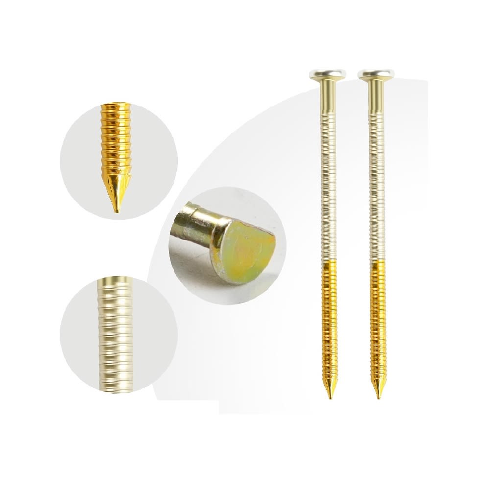 10 Barras de 40 Clavos c/u Cabeza D para Madera M2,8x60mm Zinc Amarillo4