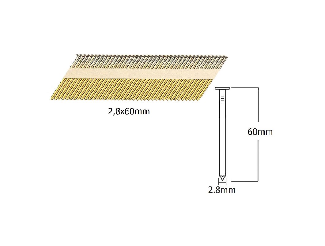 Barra de 40 Clavos Cabeza D para Madera M2,8x60mm Zinc Amarillo4