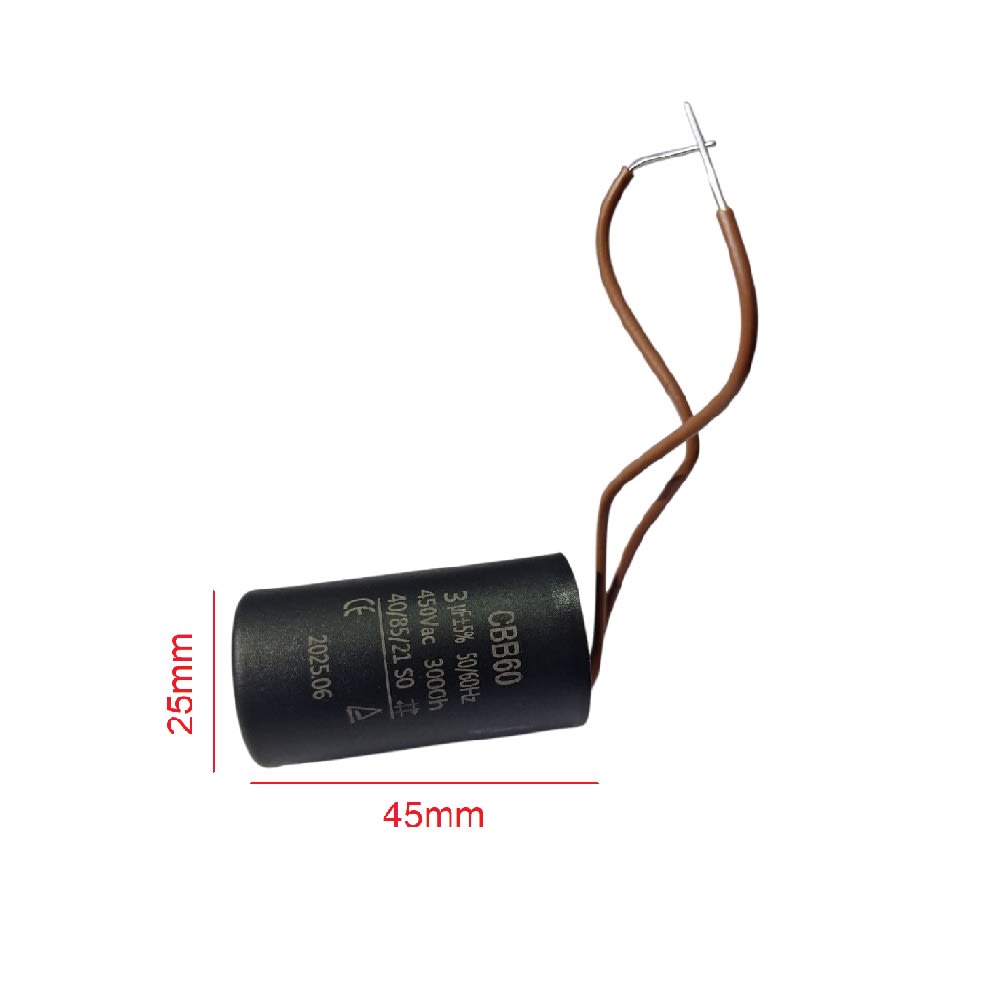 Condensador Cilíndrico para RS25/6-180 CBB60 3uF 450VAC 50/60Hz3