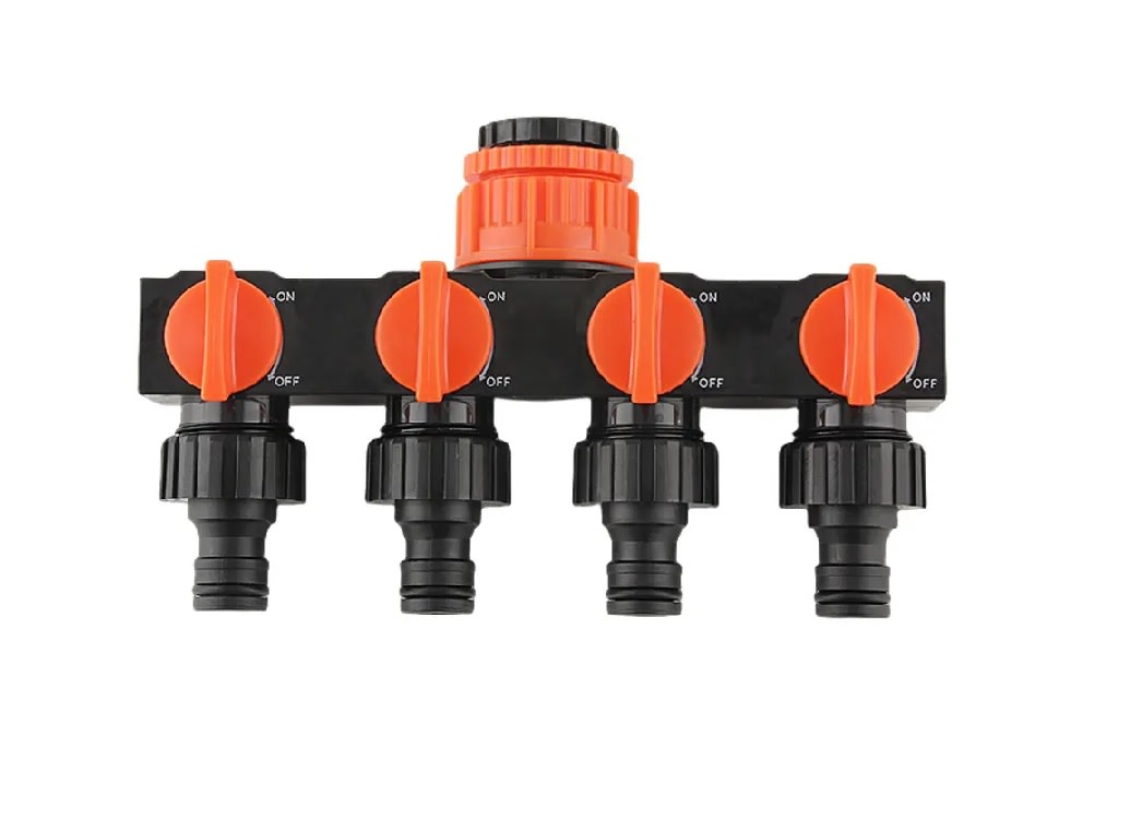 Conector Adaptador Riego Jardín Divisor Manguera 4 Vías Naranja 0
