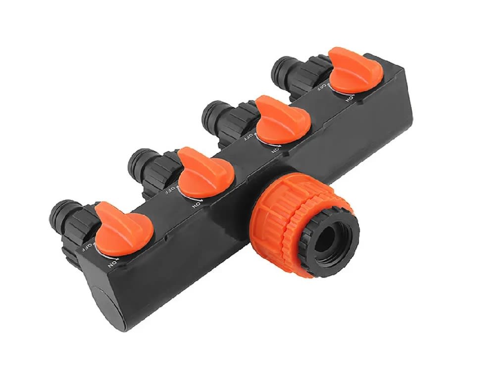 Conector Adaptador Riego Jardín Divisor Manguera 4 Vías Naranja2
