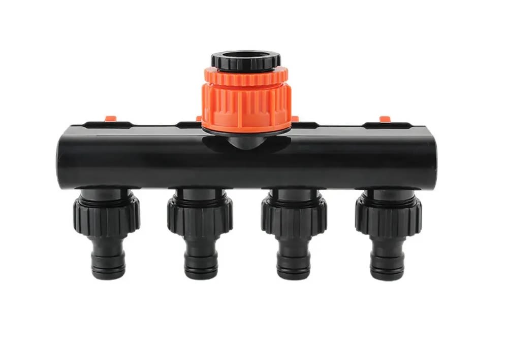 Conector Adaptador Riego Jardín Divisor Manguera 4 Vías Naranja3