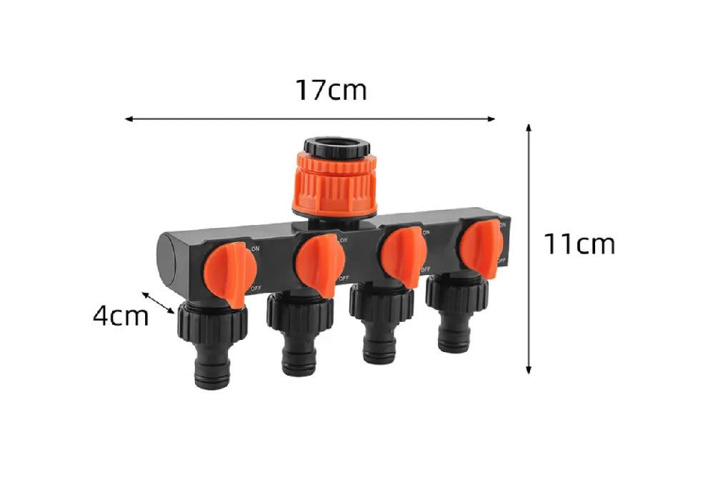 Conector Adaptador Riego Jardín Divisor Manguera 4 Vías Naranja6