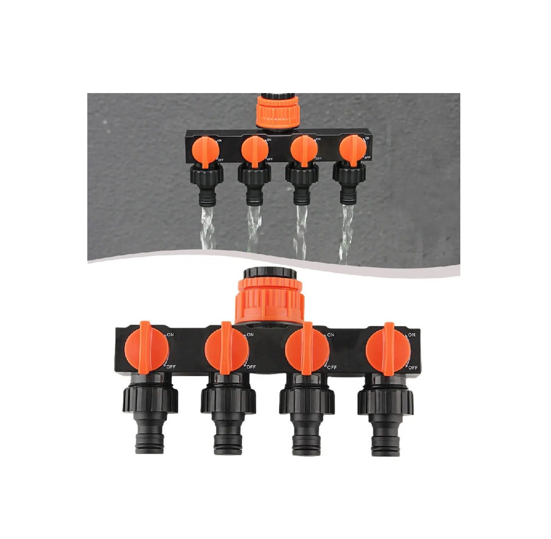 Conector Adaptador Riego Jardín Divisor Manguera 4 Vías Naranja7
